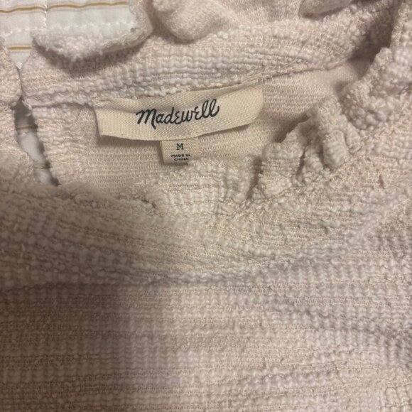 Madewell Bleached Linen Textural Knit Ruffle-Neck Top - Women's Size M - Picture 6 of 7